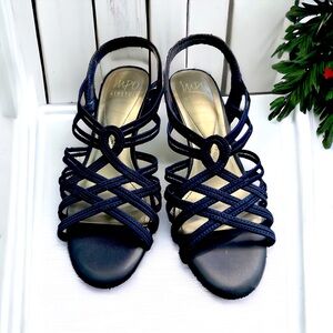 Impo Edeline Elastic Midnight Blue Sandal Never Worn 2 1/2” Heal